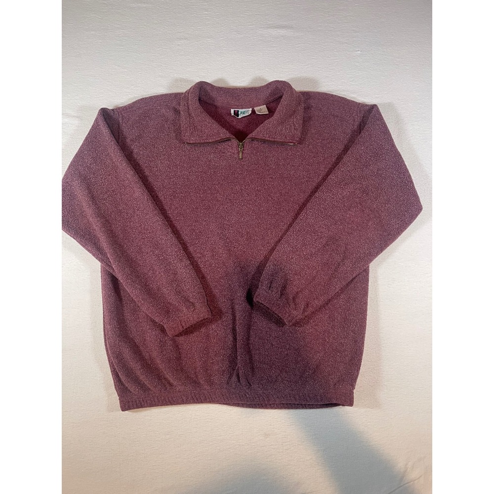Bold Spirit Mens Burgundy Heather Quarter Zip Fleece Pullover Sweater Size M